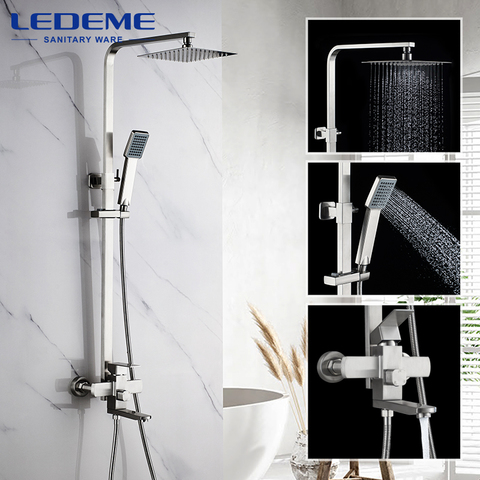 LEDEME Shower Faucet Shower Towel Swivel Spout Bath Spout Waterfall Tub Shower Tap Bathroom Rainfall Bath Shower Mixer L72433 ► Photo 1/6