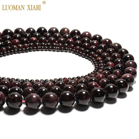 Wholesale Round Natural Red Garnet Stone Beads  For Jewelry Making DIY Crystal Bracelet Necklace 4/ 6/8/10 /12 mm Strand 15'' ► Photo 1/6