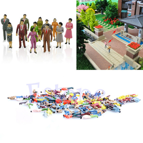 Nice 100x 1:100 Building Layout Model People Train HO Scale Painted Figure Passenger ► Photo 1/5