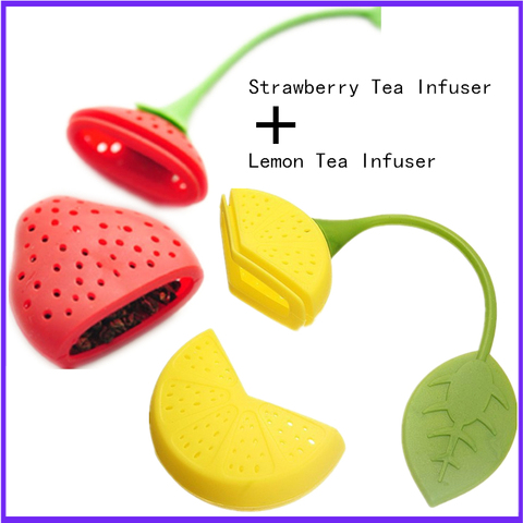 1PCS Silicone Strawberry + 1PCS Lemon Loose Tea Leaf Strainer Herbal Spice Infuser Filter Diffuser ► Photo 1/1