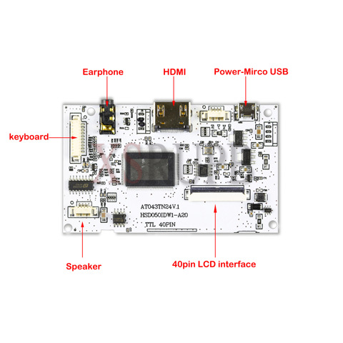 HDMI LVDS Control Board Speaker Earphone for 40pins LCD screen AT043TN24 V.1 480(RGB)×272 HSD050IDW1-A20 800(RGB)×480 ► Photo 1/1