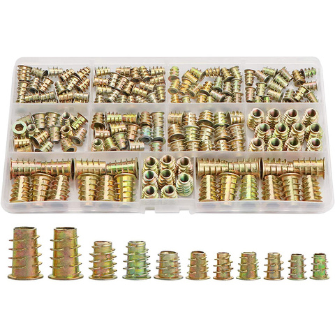 Threaded Inserts Nuts M4-M10 Wood Insert Assortment Tool Kit Furniture Screw 200pcs 