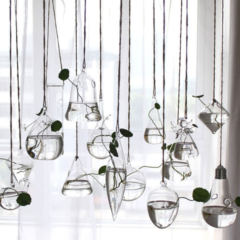 Flower Hanging Vase Glass Planter Plant Terrarium Container Garden Home Wedding Decor ► Photo 1/6