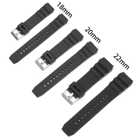 18mm 20mm 22mm Men Black Silicone Rubber Waterproof Sport Wrist Watch Band Strap Belt Hot Sale ► Photo 1/6