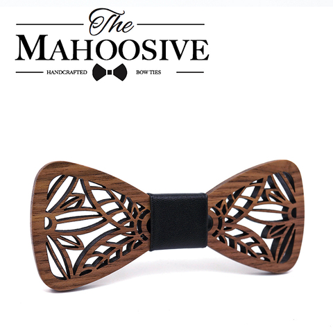 Mahoosive Leaf Wooden Bow Ties for Men Bowties Cut out Butterflies Wedding suit wooden bowtie Shirt krawatte Bowknots Slim tie ► Photo 1/6
