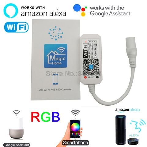 Mini WiFi Controller Magic Home WiFi RGB LED Controller DC5-28V APP Control Alexa Google Home Voice Control for RGB LED Strip ► Photo 1/6