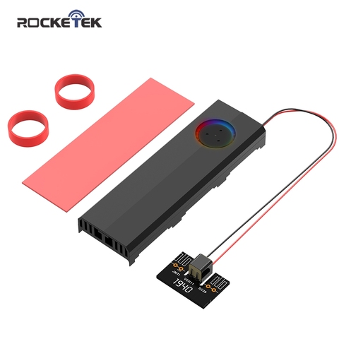 Rocketek M.2 Solid State Hard Disk Fan Heatsink Heat Radiator Cooling Silicon Therma Pads Cooler for M2 NVME SATA 2280 PCIE SSD ► Photo 1/6