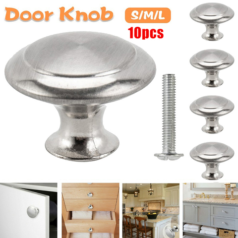 10pcs/set Round Cabinet Knobs Stainless Steel Wardrobe Drawer Knobs Kitchen Cupboard Pull Handles Furniture Hardware ► Photo 1/4