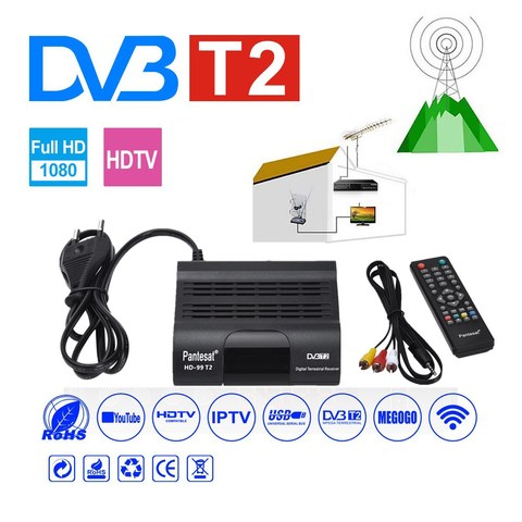 DVB-T2 HEVC 265 Receiver Satellite Wifi Free Digital TV Box DVB T2 DVBT2 Tuner DVB C IPTV M3u Youtube Russian Manual Set Top Box ► Photo 1/6