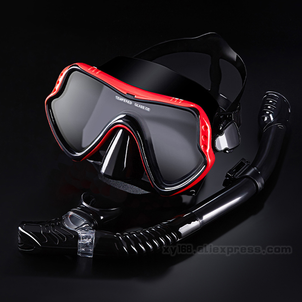 Dive Submersible Goggles Protective Mask Glasses Anti-fog Semi Dry Snorkel Set 