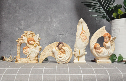 PRZY 4 Styles 3D Catholic Virgin Mary Jesus Angel Silicone Mold Fondant Molds Resin Gypsum Chocolate Candle Candy Mold Moulds ► Photo 1/1