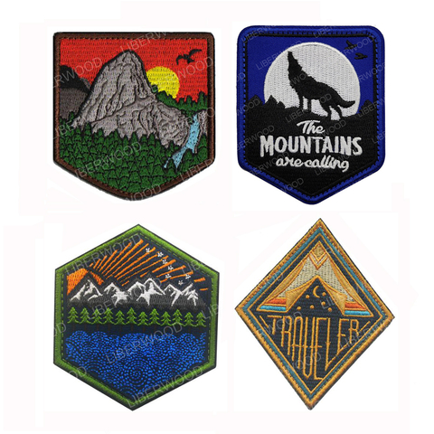 Outdoor nature Moon Night Tent Camping Traveler Patch adventure hiking climb climbing Traveller Applique Patch for bag jeans ► Photo 1/6