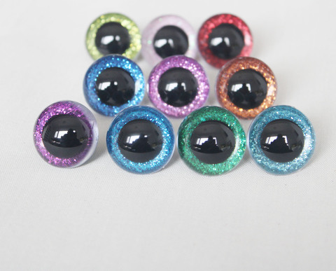 20pcs 13mm-28mm round plastic clear toy safety eyes + glitter