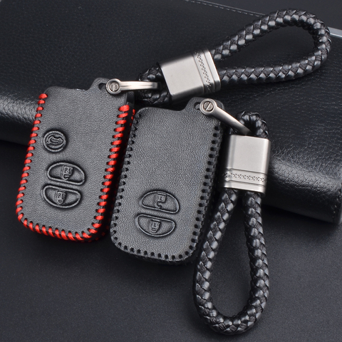 Leather Car Key Case Cover For Toyota Land Cruiser Prado 150 Camry Prius Crown For Subaru Foreste XV Keychain Holder ► Photo 1/6