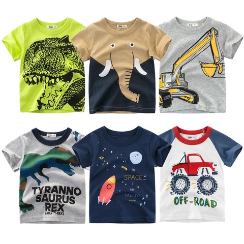 Boys 2022 Summer Tshirt Short Sleeve Cartoon Clothes 2-7 Years Children Cotton Shark Clothing Printed Tops Tees Cascul Underwear ► Photo 1/6