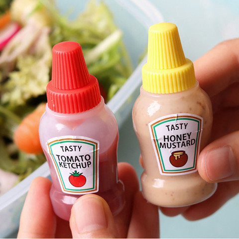 2pcs/set 25ML Condiment Bottles with Twist On Cap Lids Ketchup Mustard Mayo Hot Sauces Olive Oil Bottles Kitchen Gadget ► Photo 1/5