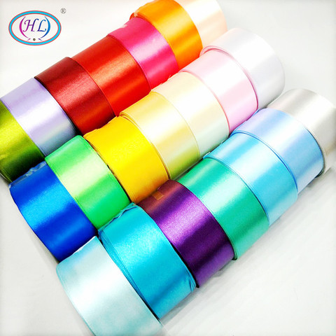 HL 5 meters 15/20/25/40/50mm  Solid Color Satin Ribbons Wedding Decorative Gift Box Wrapping Belt DIY Crafts ► Photo 1/5