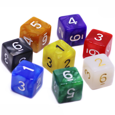 8 PCS/Lot Square Corner Dice Set Colorful Opaque Acrylic 6 Sided Dice For Club/Party/Family Games ► Photo 1/6