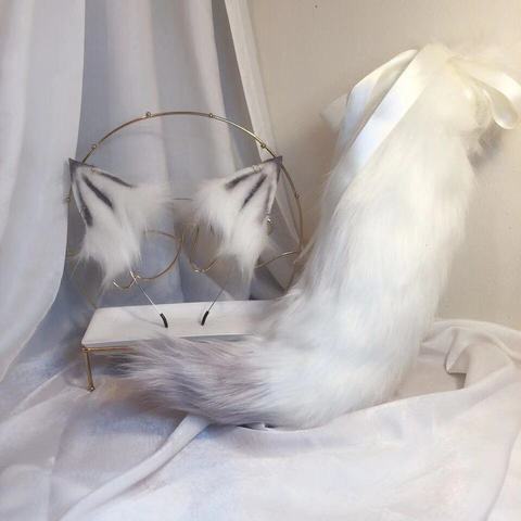 New white wolf Anime simulation beast ear beast tail wolf ear cat ear fox ear hair hoop custom COSPLA ► Photo 1/5