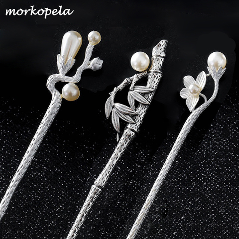 Morkopela Vintage Hair Stick Chinese Style Simulated Pearls Hairpin Women Banquest Hair Pin Accessories Best Gift Jewelry ► Photo 1/6