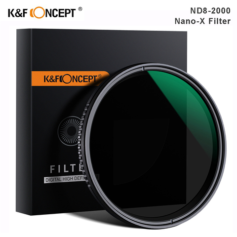 K&F Concept Nano-X ND8-ND2000 Variable ND Filter 37mm 49mm 52mm 67mm 72mm 77mm 82mm Neutral Density Filter For Canon Sony Nikon ► Photo 1/6