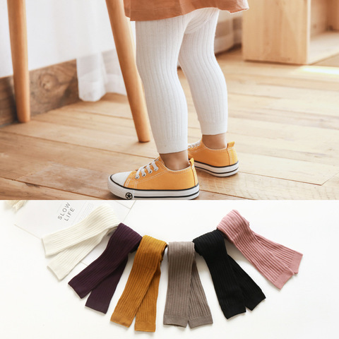 2022 Hot-selling Baby Girl Stretch Leggings Pants Spring and Autumn Toddler Child Knitting Trousers Pink Yellow Color ► Photo 1/6