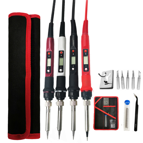 80W Digital Electric Soldering Iron Kit Set Temperature Adjustable 220V 110V  Welding Tool  Ceramic Heater Soldering Tips Rework ► Photo 1/6