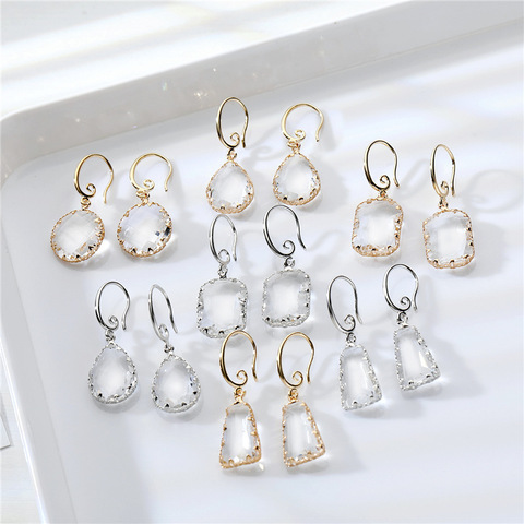 New Trendy Korean Transparent Clear Glass Crystal Dangle Earrings For Women Glass Crystal Drop Earring Gift ► Photo 1/6