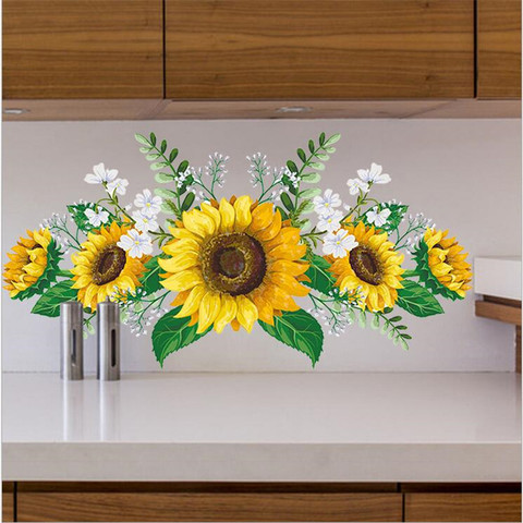 1PCS Removable Sunflower Wall Sticker Kitchen Waterproof Decals Wallstickers For Kids Room Living Room Bedroom Home Decoration ► Photo 1/6