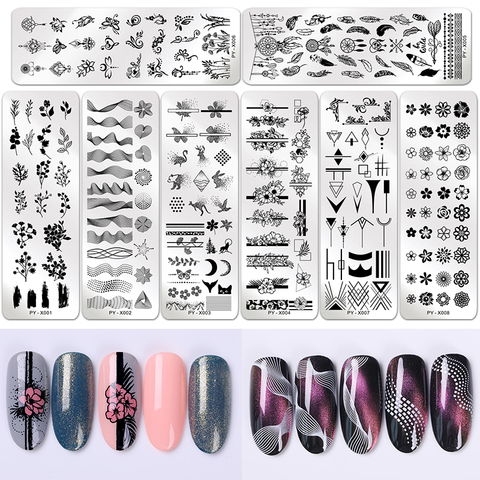 PICT YOU Nail Stamping Plate Geometry Lace Flower Stamping Template DIY Stainless Steel Nail Art Stencil Image Plate Tool ► Photo 1/6