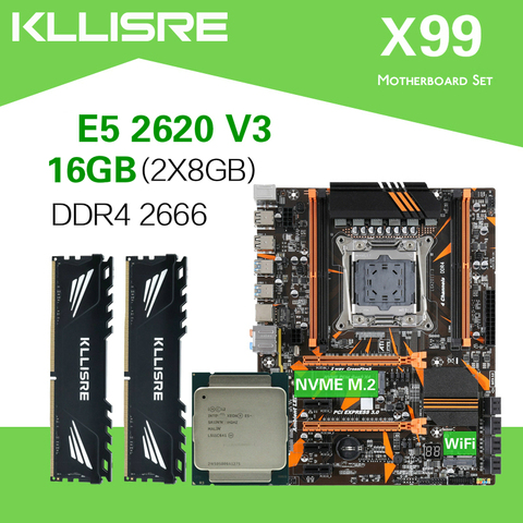 Kllisre X99 D4 motherboard set with Xeon E5 2620 V3 LGA2011-3 CPU 2pcs X 8GB =8GB 2666MHz DDR4 memory ► Photo 1/6