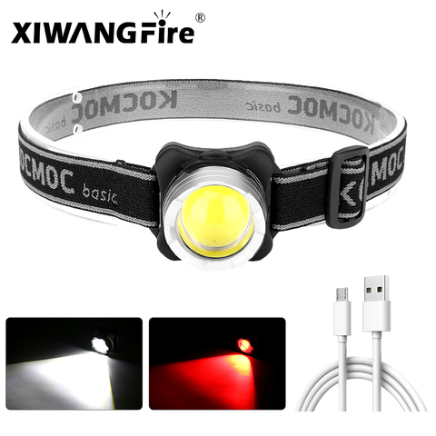 Portable Mini Headlamp USB Rechargeable Headlight Torch Head Lamp Flashlight Built-in Battery Red / White Light LED Head Light ► Photo 1/6