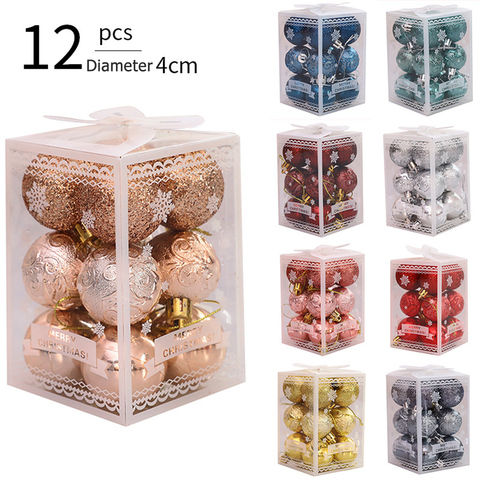 12Pcs Christmas Tree Ball Decorations Xmas Ball Red Gold Silver Pink Blue Hanging Home Party Decoration for home Navidad ► Photo 1/6