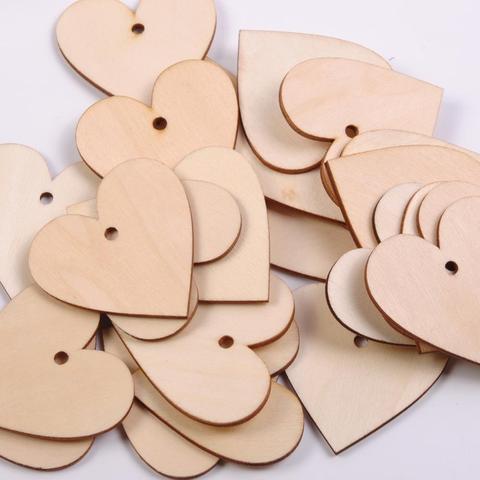 Handmade Wooden Love Heart Shaped Wedding Holiday Decorations Scrapbooking Wood Crafts DIY Birthday Party Supplies ► Photo 1/6