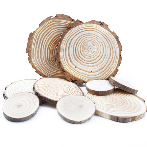 1pcs 6-15cm Thick Natural Pine Round Unfinished Wood Slices Circles With Tree Bark Log Discs DIY Crafts Wedding Party Painting ► Photo 1/6