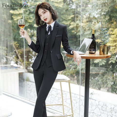 Office Lady Work Suits Women Professional Business 2 Piece Set Formal Pants Blazer Sets Plus Size Suit Female 2022 Spring Autumn ► Photo 1/6