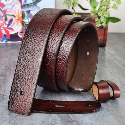 Luxury Vintage Pop Dot Carving Top Thick Leather Men Belt Without Buckle Cinturon Mujer Mens Leather Belts Without Buckles SP13 ► Photo 1/6
