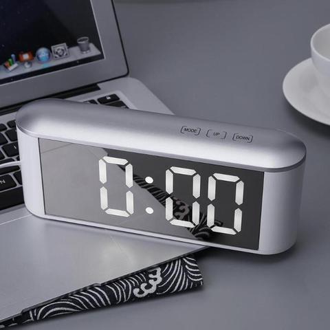 Table Desk LED Screen Mirror Digital Time Temperature Display Snooze Alarm Clock LED Screen Temperature Display Adjustment ► Photo 1/6