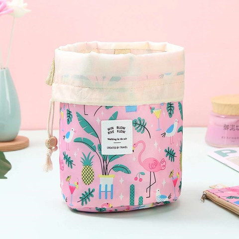 Travel Large-capacity Storage Makeup Organizer Color Cylinder Wash Bag Cosmetic Bag Multi-function Drawstring Makeup Bag Oxford ► Photo 1/6