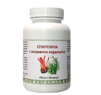 Spirulina with cordicep extract, 100 cap., strengthening immunity ► Photo 1/1