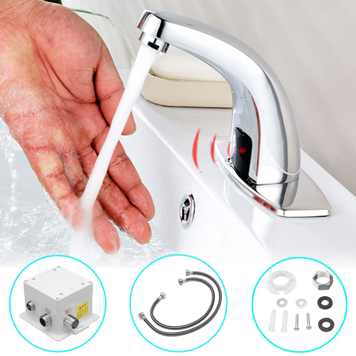 Automatic Sink Mixers Sensor Tap Hands Free Infrared Water Bathroom Basin 