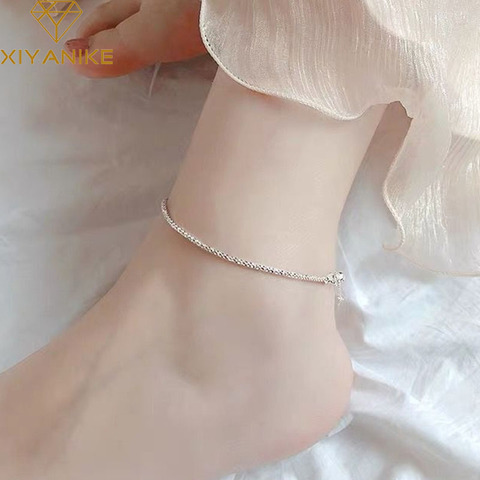 XIYANIKE 925 Sterling Silver Sparkling Single Anklet Bracelet for Women Trendy Elegant Summer Party Jewelry Prevent Allergy ► Photo 1/6