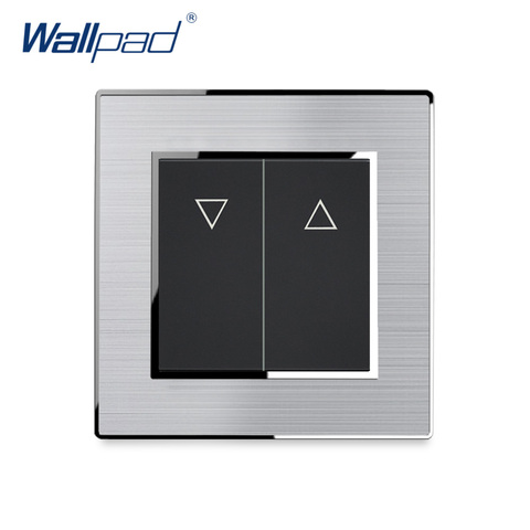 Curtain Switch For Electric Shutter Steel Panel With Silver Border Wallpad Wall Switch 16A AC110-250V ► Photo 1/4