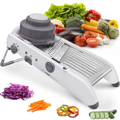 LMETJMA 18 Types Adjustable Mandoline Slicer Stainless Steel Vegetable Julienner Grater Onion Potato Slicer Cutter KC0326 ► Photo 1/6