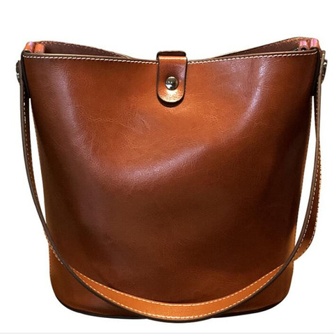 Fashion Women Handbag 100% Genuine Leather cowhide bucket bag lady Casual Tote Female Crossbody Messenger  2022 new bag ► Photo 1/1