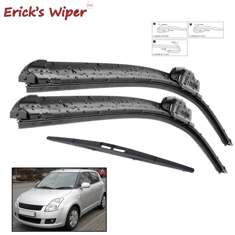 Erick's Wiper Front & Rear Wiper Blades Set Kit For Suzuki Swift Hatchback 2004 - 2010 Windscreen Windshield Window 21