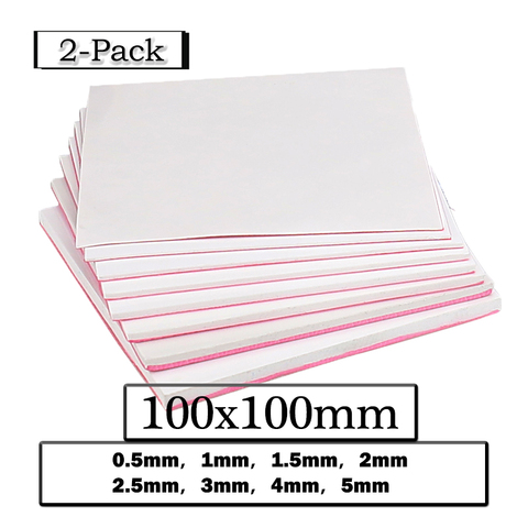 2pcs/lot Gdstime 100mmx100mmx5mm 100*100*0.5mm 1mm 1.5mm 2mm 2.5mm 3mm 4mm 5mm Thickness White Thermal Conductive Silicone Pads ► Photo 1/6