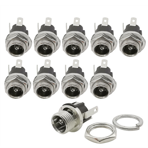 10Pcs 5.5 x 2.1mm DC Power Jack Panel Mount Terminal 3 Pin 5.5 * 2.1mm DC Female Socket Supply Electrical DC Jack Connector ► Photo 1/6