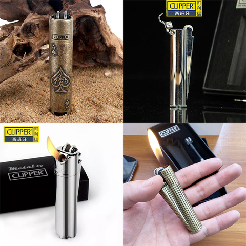 Clipper Free Fire Pipe Lighter Metal Torch Grinding Wheel Refillable Gas Lighter Butane Cigarette Cigar Lighter Smoke Accessorie ► Photo 1/6