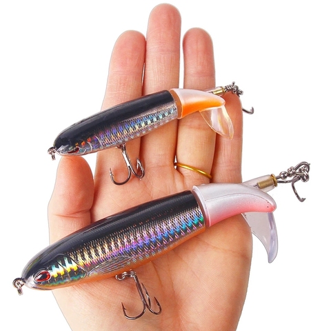 GOBYGO 1PCS Whopper Popper 10cm/14cm Fishing Lure Artificial Bait Hard Plopper Soft Rotating Tail Fishing Tackle Geer Pesca ► Photo 1/6